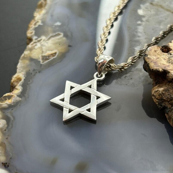Sterling Silver Fashion Unisex Star of David Pendant - Picture 4 of 10